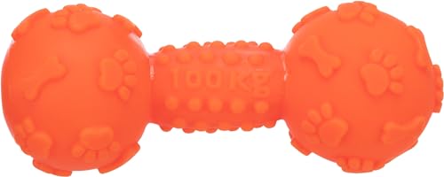 Trixie Hunde-Hantel, Vinyl, 15 cm, orange, 3361, Quietscher, Apportieren, Hundespielzeug von TRIXIE