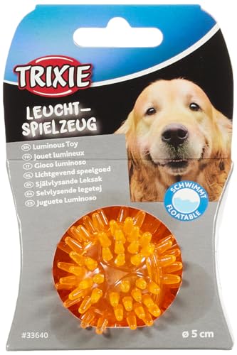 TRIXIE Blink-Igelball für Hunde, Orange, ø 5 cm, 50 Stunden leuchtdauer, Aktivierung bei Aufprall von TRIXIE