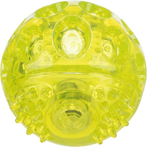 TRIXIE Blinkeball für Hunde, Lime, ø 7.5 cm, 33643, mit Schalter, Aktivierung durch Aufprall von TRIXIE