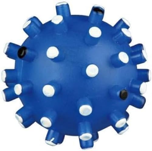 TRIXIE Igelball für Hunde, ø 6 cm, blau, 3428, Vinyl, große Noppen, Quietscher, Kauen, Apportieren von TRIXIE