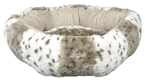 TRIXIE Hundebett Leika ø 50 cm in beige-weiß/beige - Plüsch Hundeschlafplatz mit weichem Kissen - Hundekorb für kleine Hunde - rutschfest - 36971 von TRIXIE