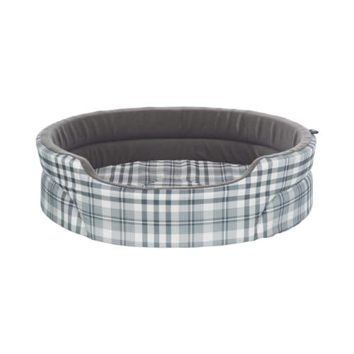 TRIXIE Hundebett Lucky 65 × 55 cm in grau/weiß - gemütliches Hundekissen mit Baumwoll-Optik - Hundekorb für mittelgroße Hunde - rutschfest - 37023 von TRIXIE