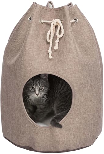 TRIXIE kuschelige Höhle Nelli für Katzen, 40 × 55 cm, Hellbraun/weiß-Taupe - 37284 von TRIXIE