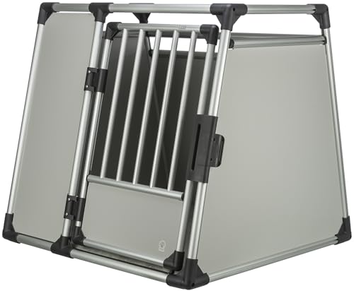 TRIXIE Hunde-Transportbox, Aluminium, XL: 94 × 87 × 93 cm, hellgrau/silber, gute Sicht durch die Heckscheibe, mit Klettleiste am Boden, extra stabil, sicher, geräuscharm - 39346 von TRIXIE