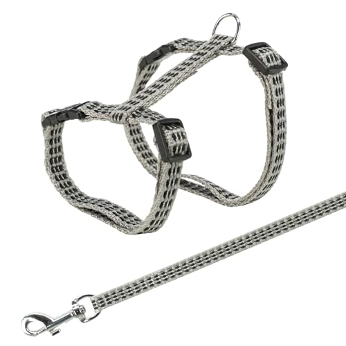 TRIXIE Katzengeschirr mit Leine - reflektierenden Streifen - stufenlos verstellbares Gurtband - Bauchumfang zwischen 22 - 42 cm - diverse Farben - zufällige Auswahl - 4184 von TRIXIE