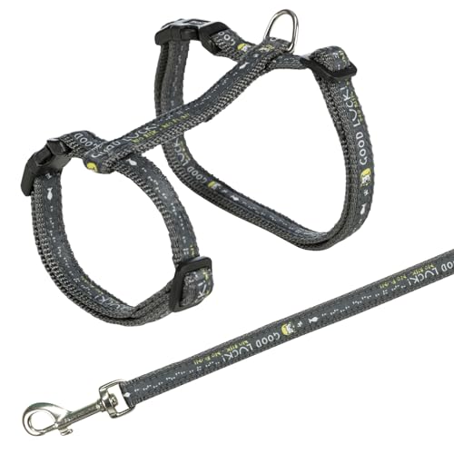 TRIXIE Katzengeschirr XXL mit Leine - stufenlos verstellbar für einen Bauchumfang zwischen 34–57 cm - Schnappverschlüsse - diverse Farben - zufällige Auswahl - 41893 von TRIXIE