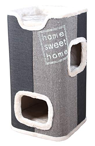 TRIXIE Moderner Cat Tower Jorge, 44957, Dunkelgrau, 38 x 38 x 78 cm von TRIXIE