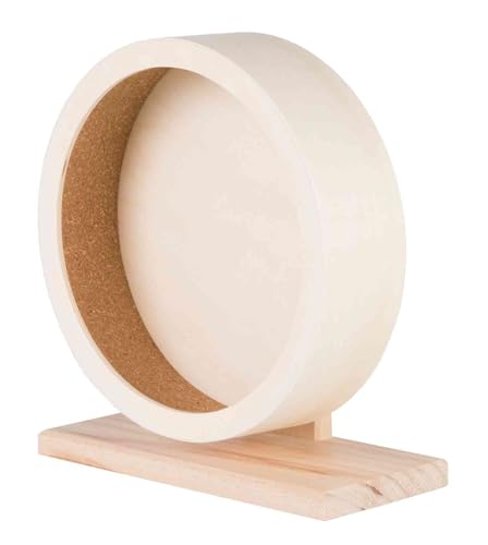 TRIXIE Holz-Laufrad ø 21 cm - unbehandelt - geschlossene Lauffläche mit Kork-Bezug - leichtgängiges Kugellager - 21 x 24 x 10 cm - 60922 von TRIXIE