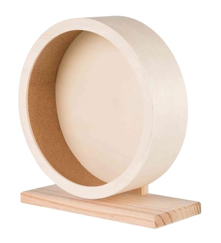 TRIXIE Laufrad mit Kugellager - für Hamster - geschlossene Korklauffläche - unbehandeltes Holz - Durchmesser Laufrad: 28 cm - 60923 von TRIXIE