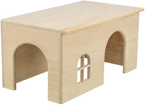 TRIXIE Holzhaus - ohne Klammern und Nägel - Aussichtsplatz auf dem Dach - z.B. für Meerschweinchen, Zwergkaninchen - Kiefernholz - 40 x 20 x 23 cm - 61263 von TRIXIE