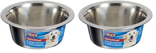 Trixie 6183 Edelstahlnapf, 0,45 l/ø 13 cm, metallisch (Packung mit 2) von TRIXIE
