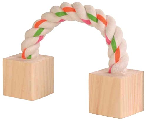 Trixie 6186 Baumwollspielseil mit Holz, Kleintiere, 20 cm von TRIXIE