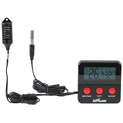 TRIXIE batteriebetriebener Temperatur-/Luftfeuchtigkeitsmesser für Terrarien "Digital-Thermo-/Hygrometer, fernfühlend, 6 × 6 cm"- 76114 von TRIXIE
