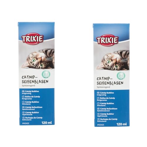 Trixie Catnip Seifenblasen | Doppelpack | 2 x 120 ml | Seifenblasen die unterstützend spielanregend Sein können | Enthält Extrakt aus Katzenminze zur unterstützenden Anregung des Spieltriebs Trixie Catnip Seifenblasen | Doppelpack | 2 x 120 ml | Seifenblasen die unterstützend spielanregend Sein können | Enthält Extrakt aus Katzenminze zur unterstützenden Anregung des Spieltriebs von TRIXIE