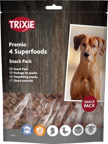 TRIXIE Superfoods Snack Pack - 4 verschiedene Sorten - Huhn, Ente, Rind und Lamm - Glutenfrei - ohne Zuckerzusatz - 4 x 100 g - 31854 von TRIXIE