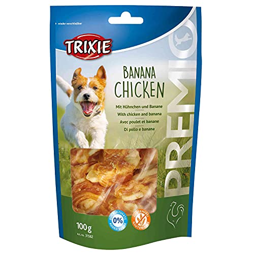Trixie Premio Banana Chicken | 100 g | Ergänzungsfuttermittel für Hunde | Mit Huhn und Banane | 61 % Fleischgehalt | Glutenfreie Rezeptur | Ohne Zuckerzusatz Trixie Premio Banana Chicken | 100 g | Ergänzungsfuttermittel für Hunde | Mit Huhn und Banane | 61 % Fleischgehalt | Glutenfreie Rezeptur | Ohne Zuckerzusatz von TRIXIE