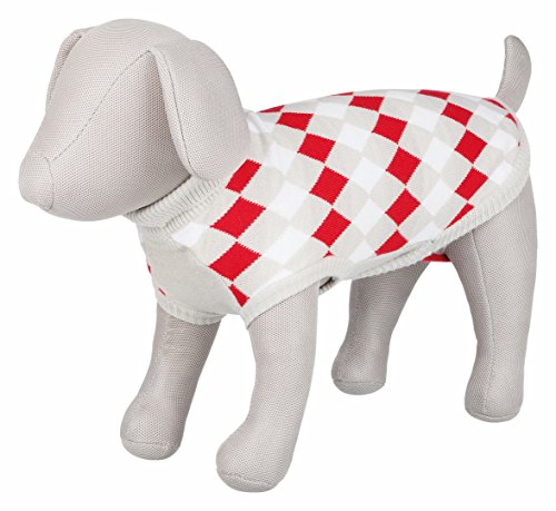 Trixie Pullover Hundebekleidung Haustiere - Pullover Weste Pullover Mantel Große Hund Kleine Mittlere Hunde Zubehör Pollin/Weiß Grau Rot Größe XXS 21 cm von TRIXIE