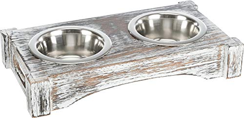 Trixie Schüssel-Set aus Stahl mit Ständer aus Holz 2 x 0,45 l/Ø 12 cm von TRIXIE