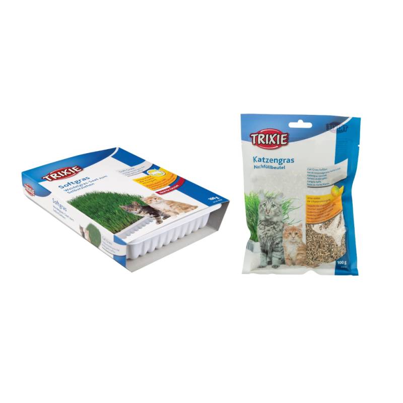Trixie Softgras Weidelgras-Saat zum Selbstziehen - Weidelgras-Saat 100 g & Saat Nachfüllbeutel 100 g von TRIXIE
