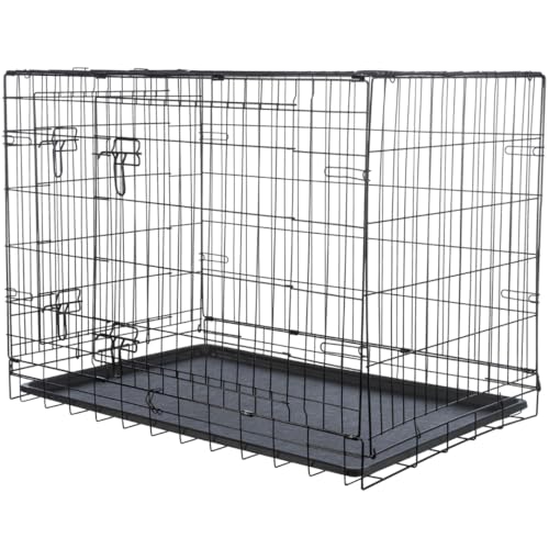 TRIXIE Hundebox Home schwarz – L: 109 × 79 × 71 cm – Faltbarer Hundekäfig mit 2 Türen & sicheren Verschlüssen, verzinkte Transportbox mit Stabiler Bodenwanne für Zuhause & unterwegs – 39304 von TRIXIE