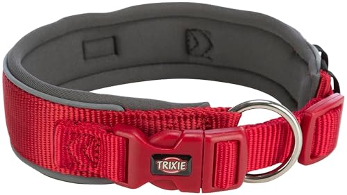 TRIXIE Premium Halsband Größe L-XL, Halsumfang 53–62 cm/50 mm in rot - stufenlos verstellbares Hundehalsband für mittelgroße bis große Hunde, neoprengepolstert - 1995903 von TRIXIE
