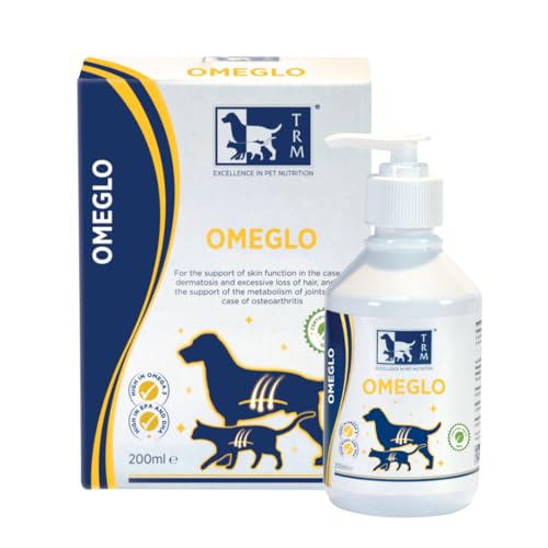 TRM Omeglo (200ml) Ergänzungsfuttermittel für Hunde und Katzen, unterstützt die Hautfunktion bei Dermatose, übermäßigem Haarausfall und den Stoffwechsel der Gelenke bei Arthrose. von TRM