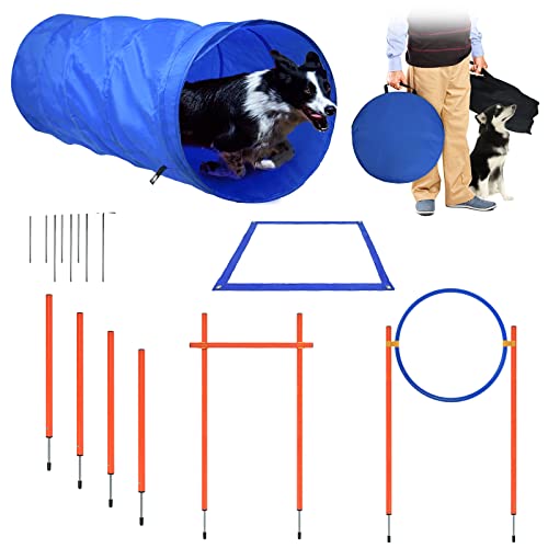 TRMLBE Agility Set Hunde Agility-Ausrüstung Verstellbare Höhe mit Sprungringe, Tunnel, Slalom-stangen und Hürdenstange für Große Kleine Hunde Training TRMLBE Agility Set Hunde Agility-Ausrüstung Verstellbare Höhe mit Sprungringe, Tunnel, Slalom-stangen und Hürdenstange für Große Kleine Hunde Training von TRMLBE