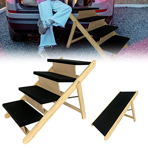 TRMLBE Hunderampe 2-in-1 Klappbar Hundetreppe mit 4 Stufen Haustiertreppe 100x46x63cm Tiertreppe Hundeleiter mit Anti-rutsch Einsatz Auffahrrampe für Bett Sofa Balkon - Typ B TRMLBE Hunderampe 2-in-1 Klappbar Hundetreppe mit 4 Stufen Haustiertreppe 100x46x63cm Tiertreppe Hundeleiter mit Anti-rutsch Einsatz Auffahrrampe für Bett Sofa Balkon - Typ B von TRMLBE