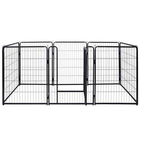 TRMLBE Welpenauslauf 8-teilig Welpenlaufstall Faltbar Hunde Laufgitter Freilaufgehege Welpenzaun Hundelaufstall mit Tür Freigehege für Hunde Kleintiere Kaninchen (65 x 80 cm, 8 Stück) von TRMLBE