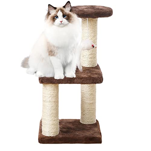 Kratzbaum - Moderner Katzenturm - Katzenkletterer, mehrschichtiges Design, liegende und ruhende Katze, quadratische Plattenbasis für Katzen und kleine Katzen Troonz von TROONZ