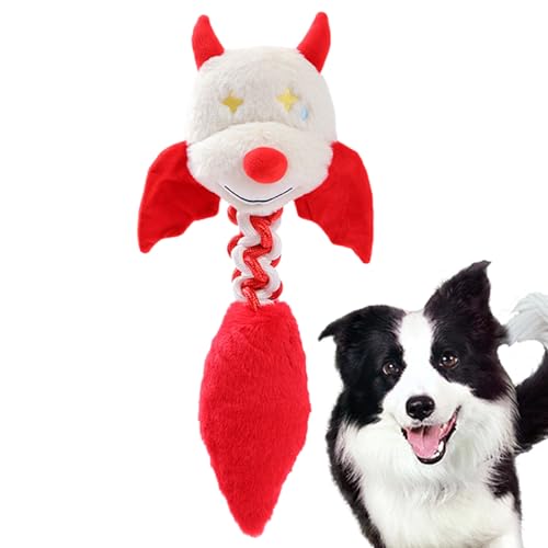 TROONZ Quietschendes Spielzeug für Haustiere, Plüsch-Kauspielzeug für Hunde - Einzigartiges Quietschspielzeug in Form eines kleinen Teufels | Beißspielzeug für Hunde mit integrierten Quietschern für von TROONZ