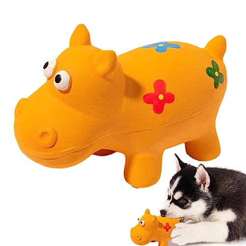 TROONZ Quietschspielzeug für Hunde - Süßes Nilpferd-Welpenspielzeug aus Latex - Kauspielzeug für Welpen, interaktiv, Zahnen, Indoor-Spiel für kleine bis mittelgroße Hunde, Haustiere, Rassen von TROONZ