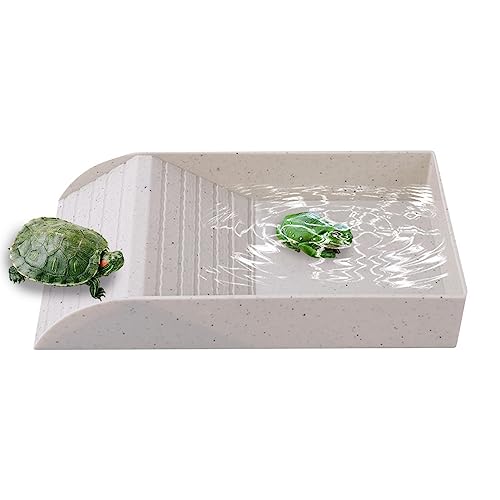 TROONZ Schildkröten-Wasserschale | Haustier-Schildkröten-Pool mit Anti-Rutsch-Streifen,Plattform in Lebensmittelqualität für Sumpfschildkröten, Eidechsen, gehörnte Frösche, tragbare von TROONZ