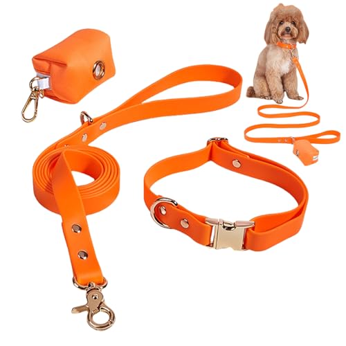 TROONZ Set aus Hundehalsband und Leine, Hundeleine und Hundehalsband, Hundehalsband-Set, Verstellbare Haustierhalsbänder mit Kotbeutelhalter für kleine, mittelgroße Hunde und Welpen von TROONZ