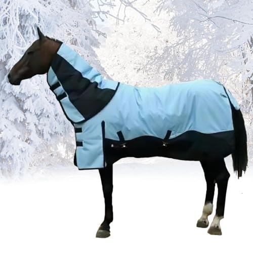 Horse Rain Sheet W/Neck Cover,Winter Thickened Warm Large Horse Blanket,Saddlery Supplies 1200D Waterproof Breathable(145cm) von TRTDYFKH