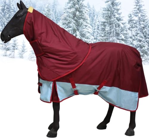 Warme, atmungsaktive Pferdedecke for den Winter mit Abnehmbarer Hals- und Schweifabdeckung, wasserdichte Regendecke for Pferde, for Pferdeclubs/Reitwettbewerbe(135cm) von TRTDYFKH