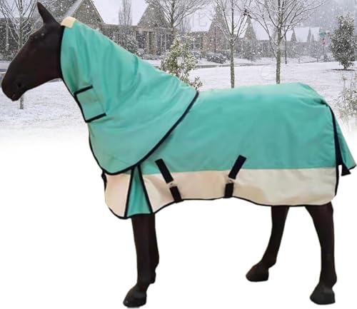 Warme, atmungsaktive Pferdedecke for den Winter mit Abnehmbarer Hals- und Schweifabdeckung, wasserdichte Regendecke for Pferde, for Pferdeclubs/Reitwettbewerbe(145cm) von TRTDYFKH