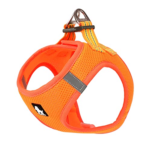 TRUE LOVE Hundegeschirr Soft Air Mesh Verstellbare Reflektierende Haustier Weste für Kleine und Mittlere Rassen, Medium, Orange von TRUE LOVE