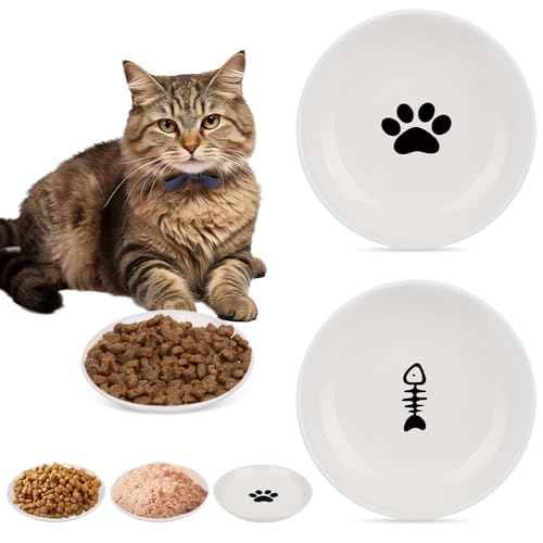 Katzennapf Keramik, 3 Stück Futternapf Katze, Katzennapf Flach, Katzen Fressnapf zur Erleichterung von Whisker-Müdigkeit, Katzenfutter Teller, Katzen Napfset, Katzen Napf für Kätzchen und Kleintiere Katzennapf Keramik, 3 Stück Futternapf Katze, Katzennapf Flach, Katzen Fressnapf zur Erleichterung von Whisker-Müdigkeit, Katzenfutter Teller, Katzen Napfset, Katzen Napf für Kätzchen und Kleintiere von TRUEIN