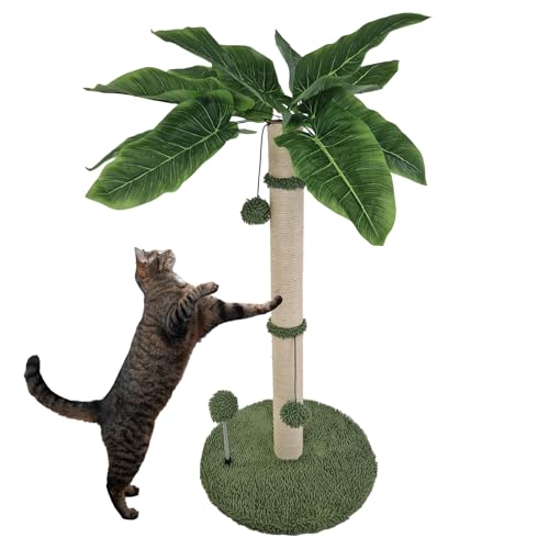 TRUTZHOLM Kratzbaum mit kuscheligem Bezug Katzenkratzbaum mit widerstandsfähigem Sisal zum Krallen wetzen Kletterbaum natürliches Design zum Kuscheln und Spielen (85 cm) von TRUTZHOLM