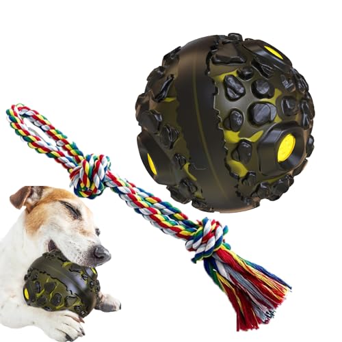 Hundespielzeug, quietschendes Hundespielzeug für aggressive Kauer, Spielzeug für die Reinigung der Zähne, interaktives Hundespielzeug für mittelgroße und große Hunde, gelb von TRYGGT
