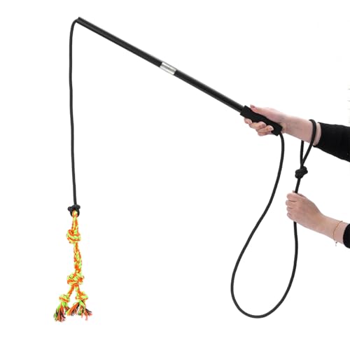 TRYGGT Flirt Pole Dogs, interaktives Hundespielzeug, Hundespielzeug, Stab, 83,8 cm, Kauspielzeug, Seil zum Kauen und Trainieren, für kleine, mittelgroße und große Hunde, Ziehen, Jagen, Kauen, TRYGGT Flirt Pole Dogs, interaktives Hundespielzeug, Hundespielzeug, Stab, 83,8 cm, Kauspielzeug, Seil zum Kauen und Trainieren, für kleine, mittelgroße und große Hunde, Ziehen, Jagen, Kauen, von TRYGGT