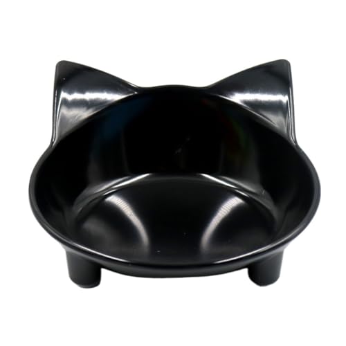 Futternapf aus Melamin, rutschfest, niedlich, in Katzenform, Farbe Melamin, Katzennapf for Haustiere (Color : Black) von TRgqify-KM