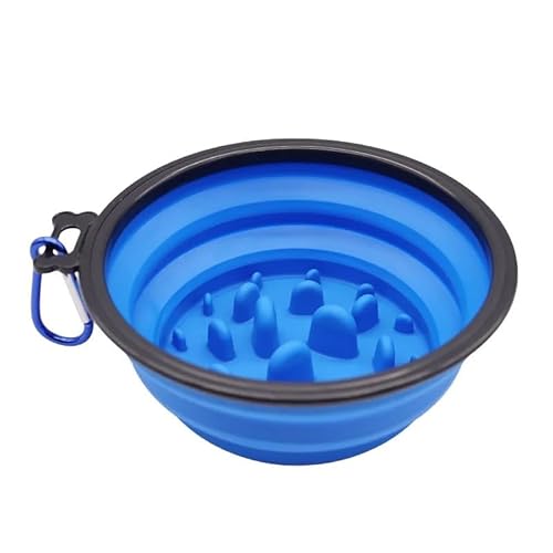 TRgqify-KM Haustier-Slow-Food-Napf for Outdoor-Reisen, tragbar, zusammenklappbar, TPE-Futternapf, Heimtierbedarf (Color : Blue) von TRgqify-KM