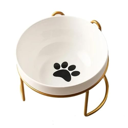 Katzen-Lift-Schüssel mit Streumatte, runder erhöhter Wasserspender aus Metall for Haustiere, Kätzchen-Keramik-Futternapf, erhöhter Teller, Welpenzubehör (Color : 3) von TRgqify-KM