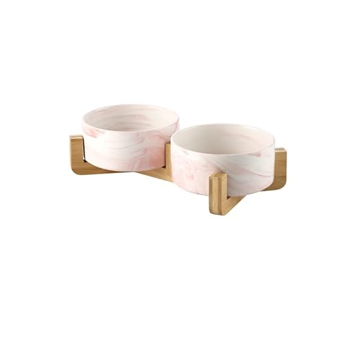 Keramik Doppel Schüssel for Hund Katze Welpen Wasser Lebensmittel Trinken Feeder Kleine Tier Spender Multifunktions Haustier Produkt (Color : Pink Double, Size : 850ML Cat Dog) von TRgqify-KM