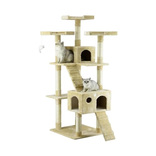 TRgqify-KM Kratzbaum for Katzen, Klettergerüst for Katzen, Komfort-Kratzbrett-Turm, Stabile Basis for Hauskatzen, Einfache Montage(Cream-Coloured) von TRgqify-KM