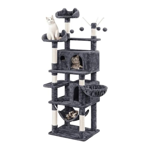 TRgqify-KM Kratzbaum for Katzen, Klettergerüst for Katzen, Komfort-Kratzbrett-Turm, Stabile Basis for Hauskatzen, Einfache Montage(Darkgray) von TRgqify-KM