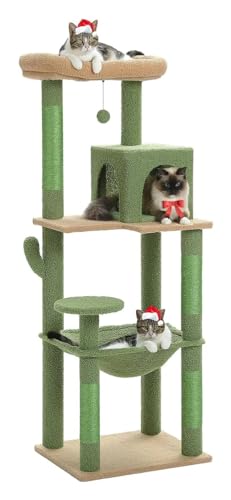 TRgqify-KM Kratzbaum for Katzen, Klettergerüst for Katzen, Komfort-Kratzbrett-Turm, Stabile Basis for Hauskatzen, Einfache Montage(Green,Climbing Tree-M) von TRgqify-KM