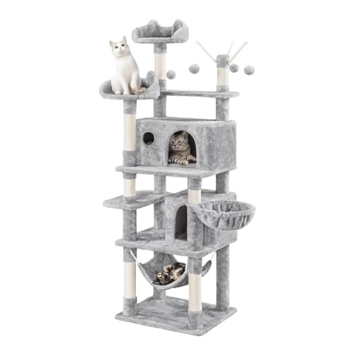 TRgqify-KM Kratzbaum for Katzen, Klettergerüst for Katzen, Komfort-Kratzbrett-Turm, Stabile Basis for Hauskatzen, Einfache Montage(LightGray) von TRgqify-KM